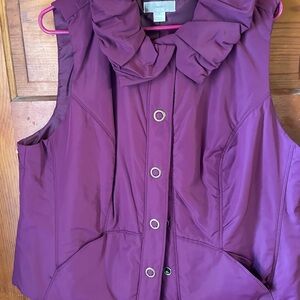 CJ Banks Plum Ruffled Vest